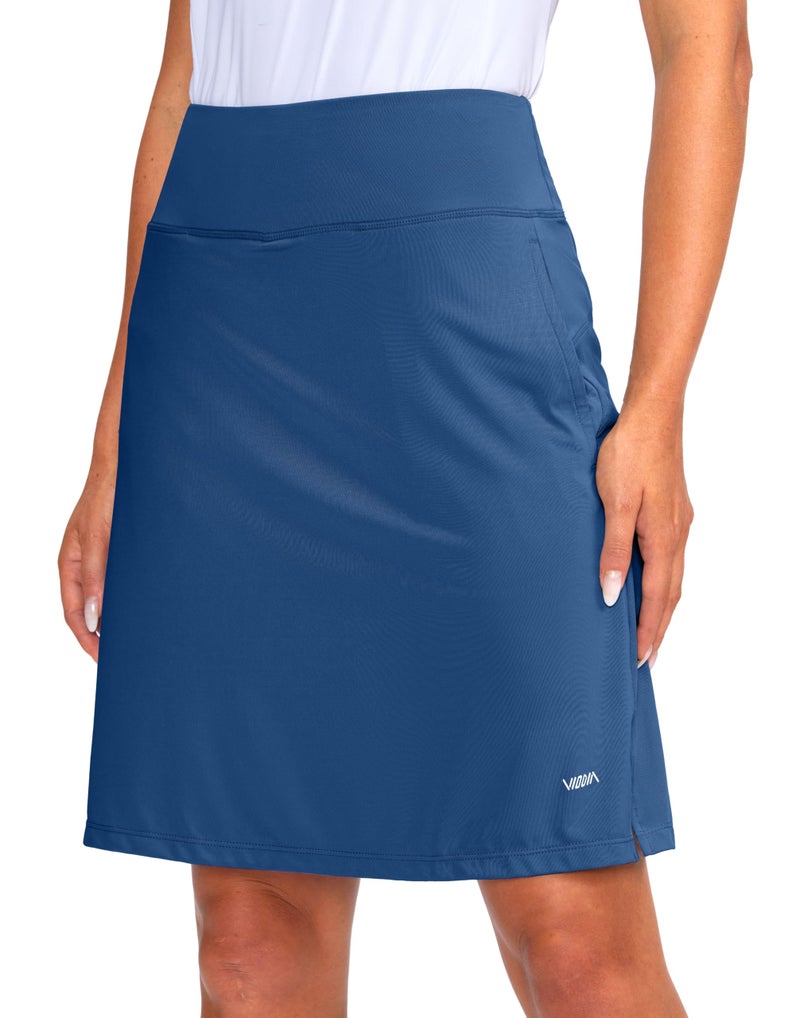 Viodia Women's 20" Knee Length Skorts Skirts Athletic Tennis Golf Skirt for Women Modest Sports Casual Summer Skirt with 5 Pockets Blue - Image 1