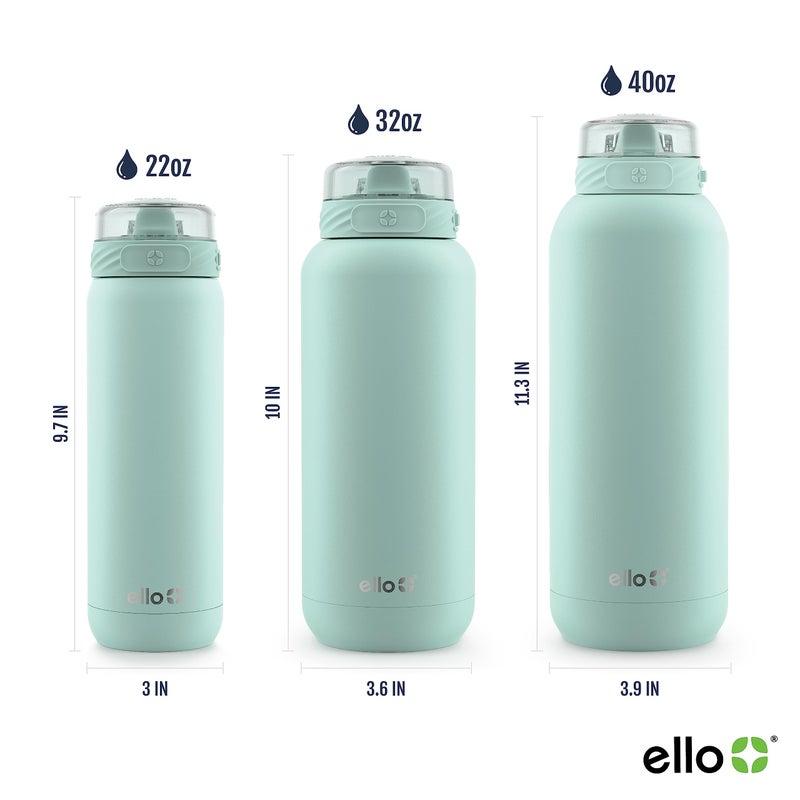 Ello Cooper 22oz Stainless Steel Water Bottle with Straw and Carry Handle, Double Walled and Vacuum Insulated Metal, Leak Proof Locking Lid with Soft Silicone Spout, Reusable, BPA Free, Yucca - Image 5