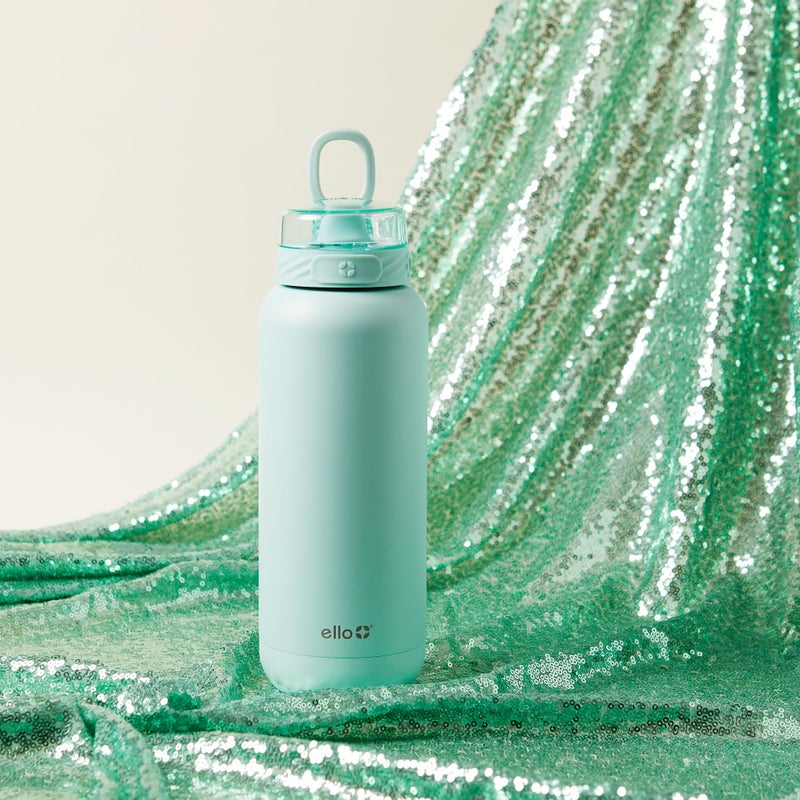 Ello Cooper 22oz Stainless Steel Water Bottle with Straw and Carry Handle, Double Walled and Vacuum Insulated Metal, Leak Proof Locking Lid with Soft Silicone Spout, Reusable, BPA Free, Yucca - Image 2