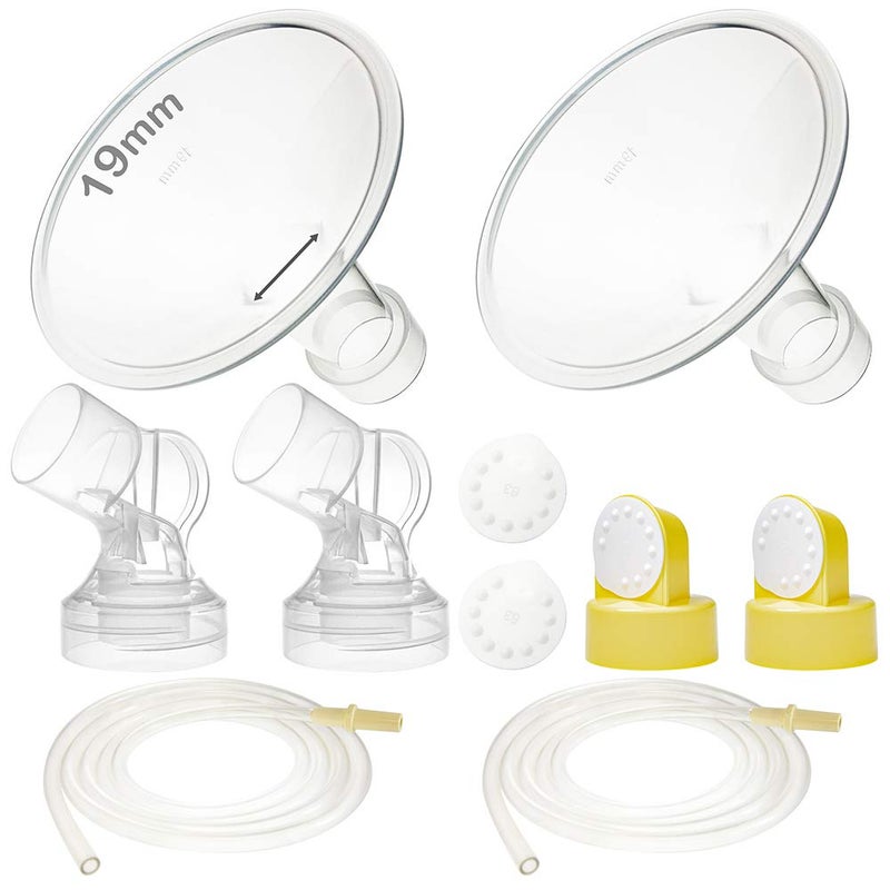 Nenesupply Pump Parts with 19mm Flanges Compatible with Medela Pump in Style Parts Accessories Breast Pump Not Original Medela Pump Parts Incl 19mm Flange Breastshield Connector Valve Membrane Tubing