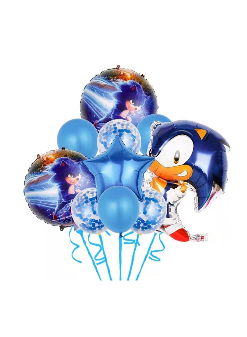 10pcs /set cartoon character anime balloon set for party supply cartoon Sonic themed birthday party decoration aluminum foil balloon set - Image 1