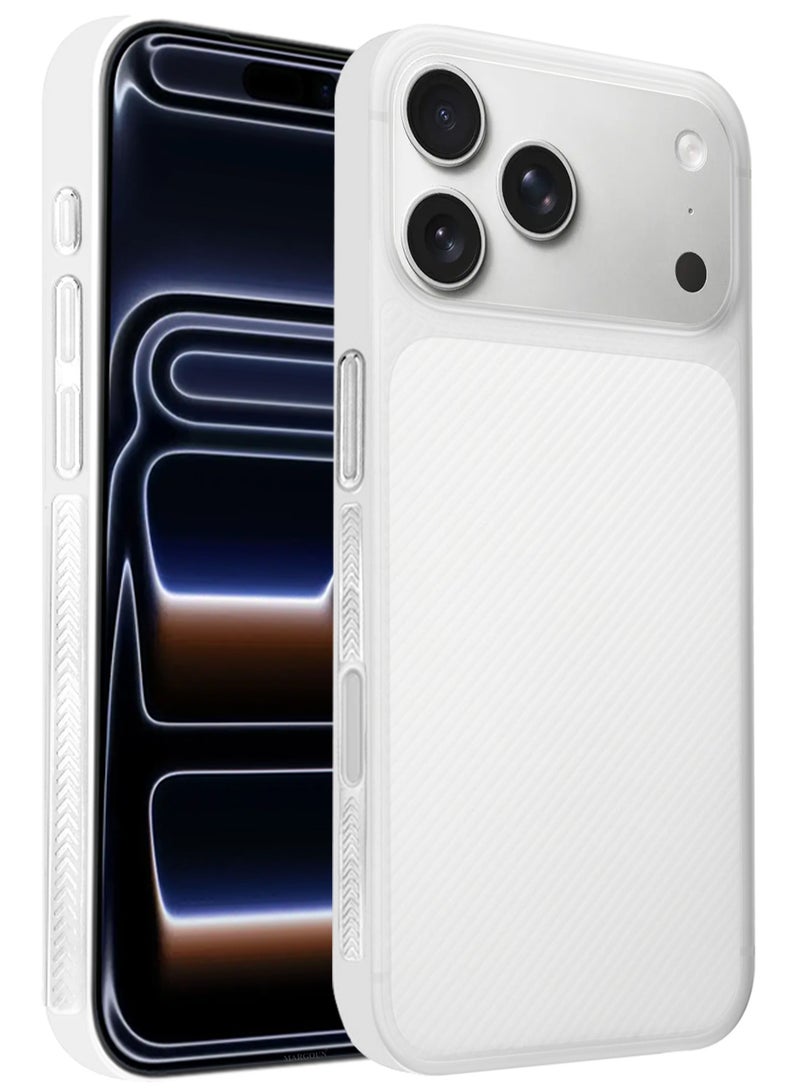 غطاء علبة 2 حزمة لجهاز iPhone 17 Pro، تصميم خط Air Skin الخلفي، غطاء قوي ومت耐، غطاء رقيق للغاية، غطاء حماية من السقوط شفاف مع واقي شاشة ثلاثي الأبعاد - أبيض - Image 3