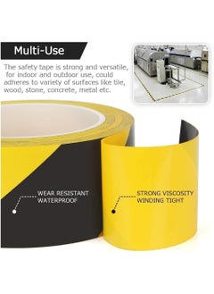 MARKQ [Pack of 1] Hazard Warning Tape [2" x 20 Yards] Black & Yellow Adhesive Safety Tape for Caution Barricades, Construction, Dangerous Areas, Walls, Pipes and PVC Floor Marking  - Image 5