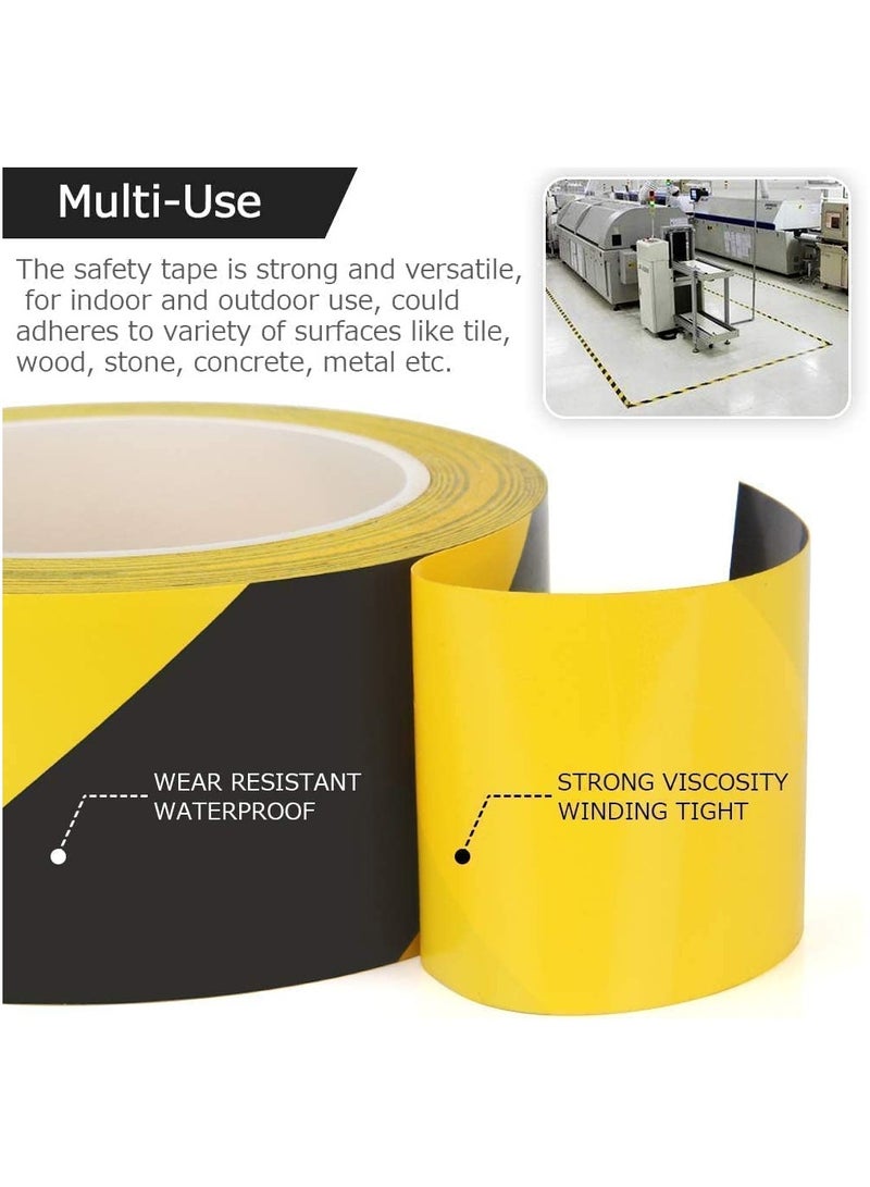 مارك [عبوة من قطعة واحدة] شريط تحذير من المخاطر [2 بوصة × 20 ياردة] شريط أمان لاصق باللونين الأسود والأصفر لحواجز التحذير والبناء والمناطق الخطرة والجدران والأنابيب وعلامات الأرضيات المصنوعة من مادة البولي فينيل كلوريد - Image 5
