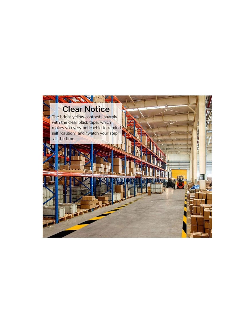 مارك [عبوة من قطعة واحدة] شريط تحذير من المخاطر [2 بوصة × 20 ياردة] شريط أمان لاصق باللونين الأسود والأصفر لحواجز التحذير والبناء والمناطق الخطرة والجدران والأنابيب وعلامات الأرضيات المصنوعة من مادة البولي فينيل كلوريد - Image 4