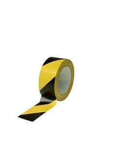MARKQ [Pack of 1] Hazard Warning Tape [2" x 20 Yards] Black & Yellow Adhesive Safety Tape for Caution Barricades, Construction, Dangerous Areas, Walls, Pipes and PVC Floor Marking  - Image 1