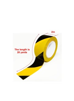 MARKQ [Pack of 1] Hazard Warning Tape [2" x 20 Yards] Black & Yellow Adhesive Safety Tape for Caution Barricades, Construction, Dangerous Areas, Walls, Pipes and PVC Floor Marking  - Image 2