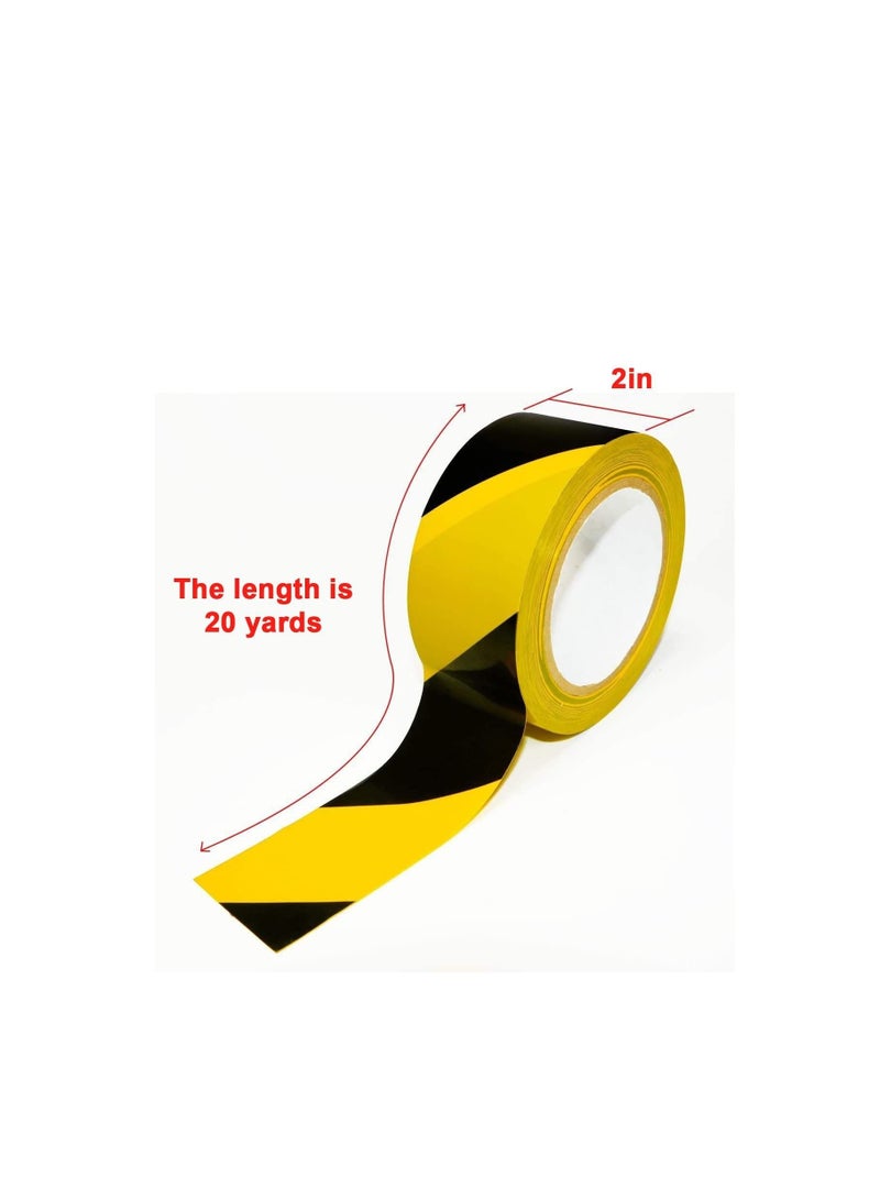مارك [عبوة من قطعة واحدة] شريط تحذير من المخاطر [2 بوصة × 20 ياردة] شريط أمان لاصق باللونين الأسود والأصفر لحواجز التحذير والبناء والمناطق الخطرة والجدران والأنابيب وعلامات الأرضيات المصنوعة من مادة البولي فينيل كلوريد - Image 2