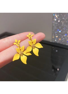 Yellow Small Fresh Fashion All-match Flower Butterfly Earrings Simple Geometric Ear Ring Student Temperament For Women