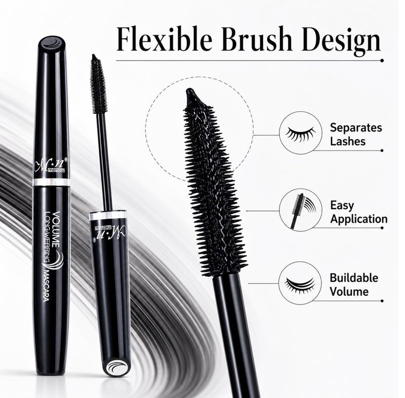 Me Now Black Mascara, 9ml, Volume Long-Wearing Lash Makeup, Flexible Silicone Brush, Rich Black Finish, Smudge-Resistant, Eye Makeup Tool for Daily Use 3Pcs - Image 3