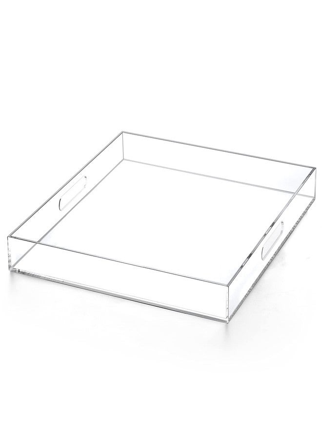 ATOZONE Extra Large Clear Modern Acrylic Ottoman Tray with Cutout Handles 22x22 Inch Over-Sized Serving Tray Organizer Boot Tray Decorative Tray for Living Room Bedroom Entryway and Kitchen Tabletop - Image 1