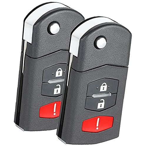 Keyecu 2PCS Keyecu Replace Flip Shell Remote Key Case Fob 3 Button for Mazda 3 5 6 RX8 CX5 CX7 CX9,(Empty Shell Only) - Image 1
