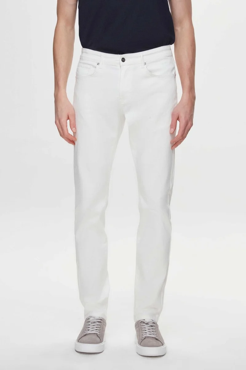 D'S DAMAT Ds Damat Slim Fit Ecru Gabardine Denim Trousers