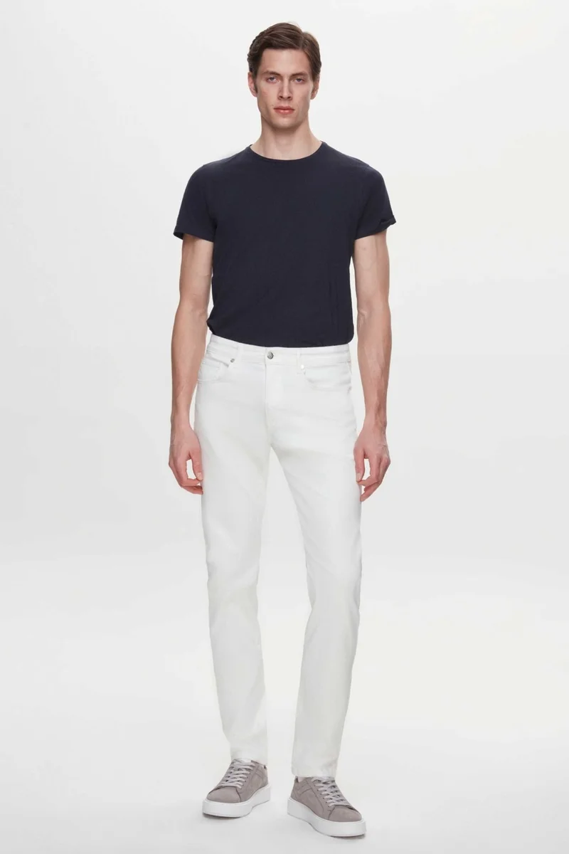 D'S DAMAT Ds Damat Slim Fit Ecru Gabardine Denim Trousers