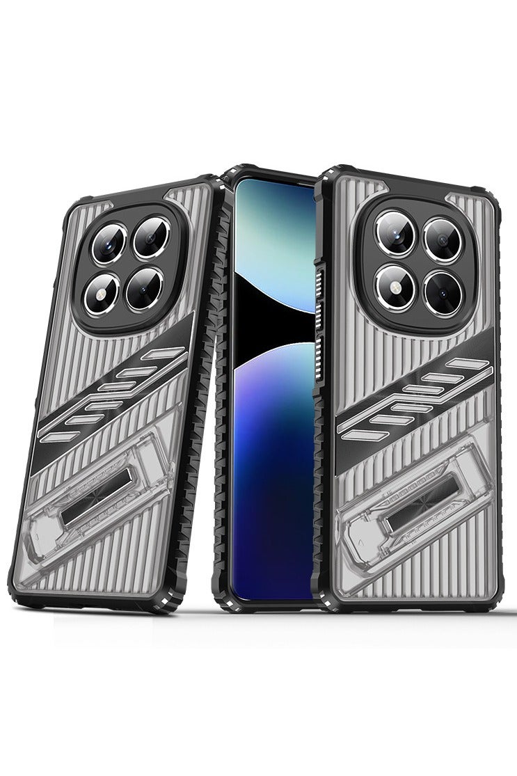 Case for Xiaomi Redmi Note 14 Pro 5G , Transparent Anti-shock Case with Foldable Invisible Stand, Compatible with 6.67 Inches