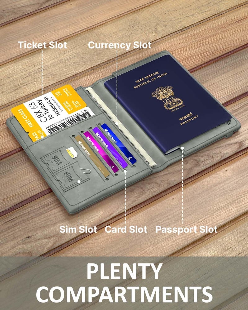 FEDUS Premium Passport Holder for Men and Women Passport Cover Case Wallet with Credit/Debit Card, ID Card, Ticket, Currency, Boarding Pass Slots, RFID Protected Travel Document Accessories Organiser - Image 2