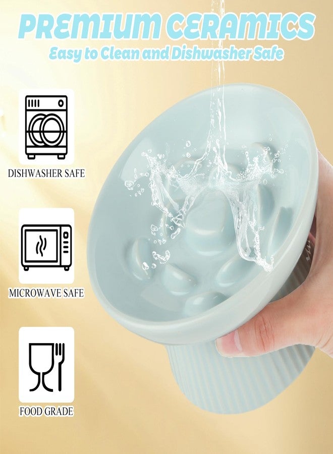 STARVAST 2 Pack Ceramic Slow Feeder Cat Bowl, Elevated Slow Feeder Cat Bowl, Anti Vomiting & Choking Cat Slow Feeder, Raised Cat Bowl Slow Feeder for Dry and Wet Food, Spill-Proof and Easy to Clean - Image 5