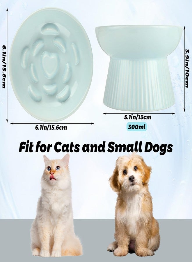 STARVAST 2 Pack Ceramic Slow Feeder Cat Bowl, Elevated Slow Feeder Cat Bowl, Anti Vomiting & Choking Cat Slow Feeder, Raised Cat Bowl Slow Feeder for Dry and Wet Food, Spill-Proof and Easy to Clean - Image 2