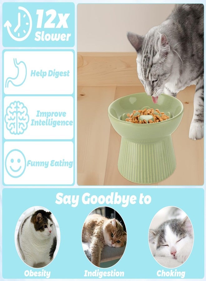 STARVAST 2 Pack Ceramic Slow Feeder Cat Bowl, Elevated Slow Feeder Cat Bowl, Anti Vomiting & Choking Cat Slow Feeder, Raised Cat Bowl Slow Feeder for Dry and Wet Food, Spill-Proof and Easy to Clean - Image 3