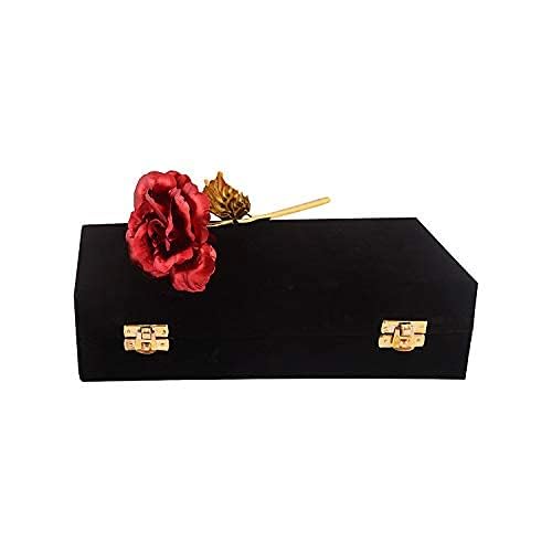 Lavanaya Silver®– Red Rose Gold Artificial Flower in Black Velvet Box | Eternal Love Keepsake for Birthday, Anniversary, Valentine’s Day, Mother’s Day Teacher's Day -Romantic for Him, Her - Image 1