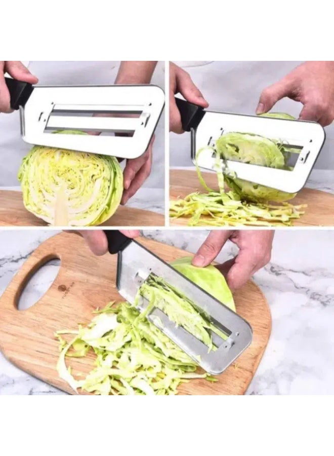 Stainless Steel Cabbage Shredder Knife with Wooden Handle – Manual Vegetable Slicer for Cabbage, Lettuce & Salad, Kitchen Cutter Tool - Image 2