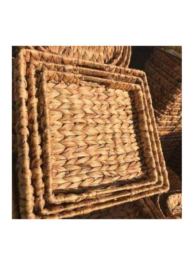 Rattan Serving Tray with Handles Set of 3 Hand Woven Wicker Tray Rustic Decorative Tray for Breakfast Drinks Snack Bread for Coffee Table Bar Dinner Parties Kitchen Organizer Square 25-30-35 - pzsku/ZB1071B51F270ADF3071EZ/45/_/1690813768/9d62d0fc-78ac-441d-92bc-88ff565d5a3a