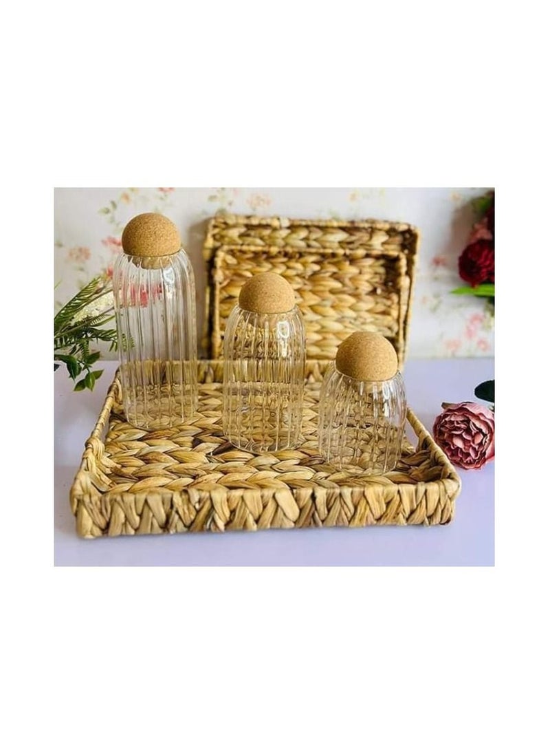 Rattan Serving Tray with Handles Set of 3 Hand Woven Wicker Tray Rustic Decorative Tray for Breakfast Drinks Snack Bread for Coffee Table Bar Dinner Parties Kitchen Organizer Square 25-30-35 - pzsku/ZB1071B51F270ADF3071EZ/45/_/1690813769/0656552d-7fa7-448b-b04f-c422894ca3a6