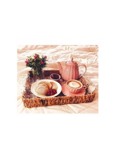 Spaceshoop Rattan Serving Tray with Handles Set of 3 Hand Woven Wicker Tray Rustic Decorative Tray for Breakfast Drinks Snack Bread for Coffee Table Bar Dinner Parties Kitchen Organizer Square 25-30-35  - Image 3