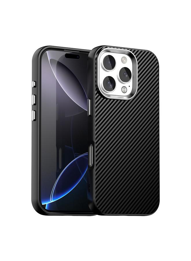 جراب هاتف IMD من ألياف الكربون لهاتف iPhone 16 Pro (أسود)