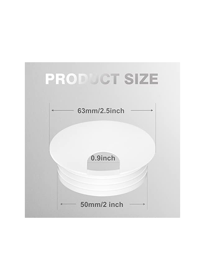 PROMASS 2 Inch 6 Pcs Desk Grommets Kit, White Hole Covers Plastic Grommet Cable Cord Management Organizer for Wiring, Cable, Cord - Image 3