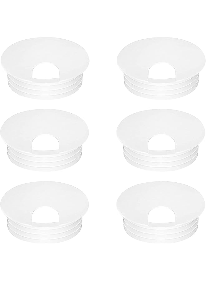 PROMASS 2 Inch 6 Pcs Desk Grommets Kit, White Hole Covers Plastic Grommet Cable Cord Management Organizer for Wiring, Cable, Cord - Image 1