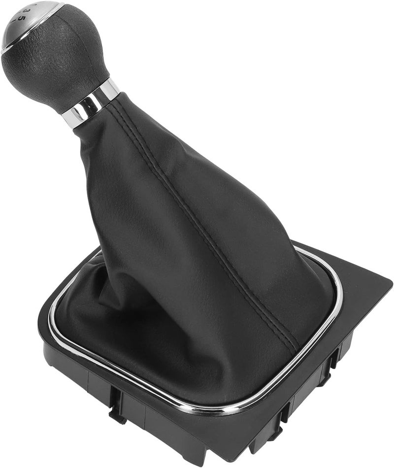 Gear Shift Knob Kit,Weighted Shift Knob 5 Speed,Gear Shift Stick Knob Gaiter Boot Dust Cover,PU Leather Automotive Body Parts (Silver Cap) - Image 3