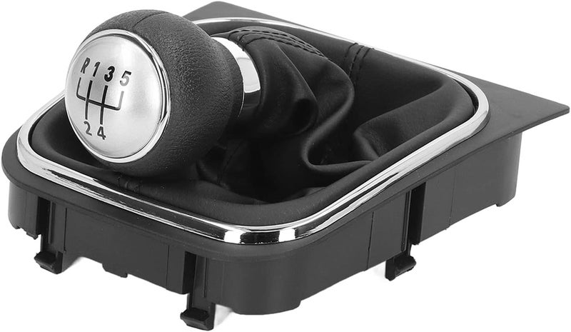 Gear Shift Knob Kit,Weighted Shift Knob 5 Speed,Gear Shift Stick Knob Gaiter Boot Dust Cover,PU Leather Automotive Body Parts (Silver Cap) - Image 5