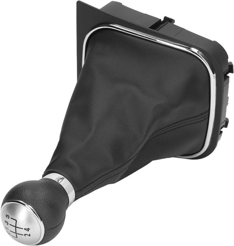 Gear Shift Knob Kit,Weighted Shift Knob 5 Speed,Gear Shift Stick Knob Gaiter Boot Dust Cover,PU Leather Automotive Body Parts (Silver Cap) - Image 2