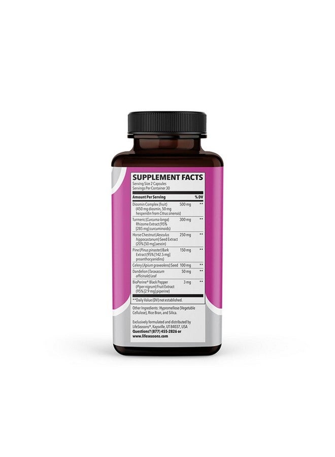 LifeSeasons لايف سيزونز تون ر للأوردة الساقية - يدعم صحة الأوردة والدورة الدموية - يقلل من الأوردة العنكبوتية، وعدم الراحة والأرجل الثقيلة - يعزز القوة الوعائية - ديومين، كستناء الحصان والكركم - 60 كبسولة - Image 4