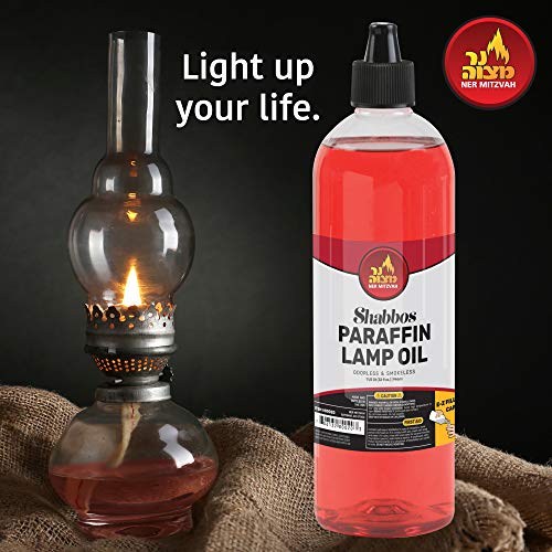 Ner Mitzvah Paraffin Lamp Oil, Red Smokeless, Odorless, Clean Burning Fuel for Indoor and Outdoor, Use with E - Z Fill Cap and Pouring Spout, 32oz - Image 5