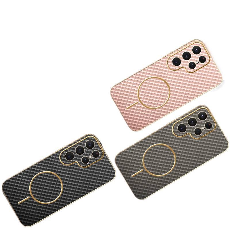 MagSafe Case | Cover for Samsung S25 Ultra / Samsung S25 | Strong Magnetic | Carbon Fiber Texture | Pink - Image 3