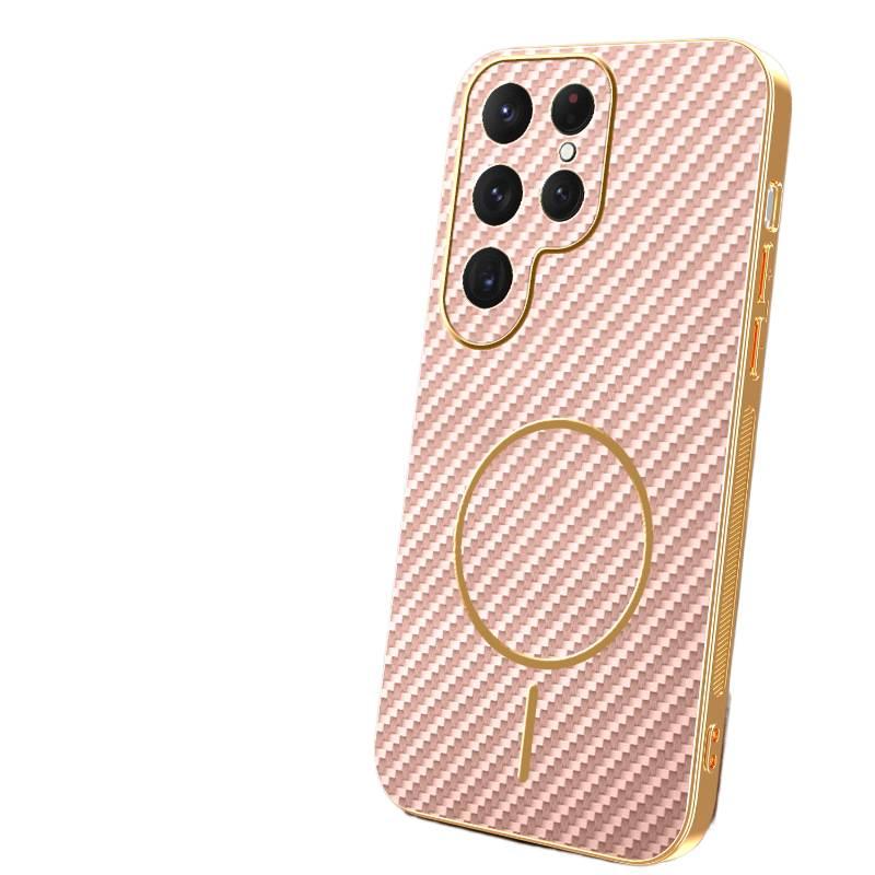 MagSafe Case | Cover for Samsung S25 Ultra / Samsung S25 | Strong Magnetic | Carbon Fiber Texture | Pink - Image 1