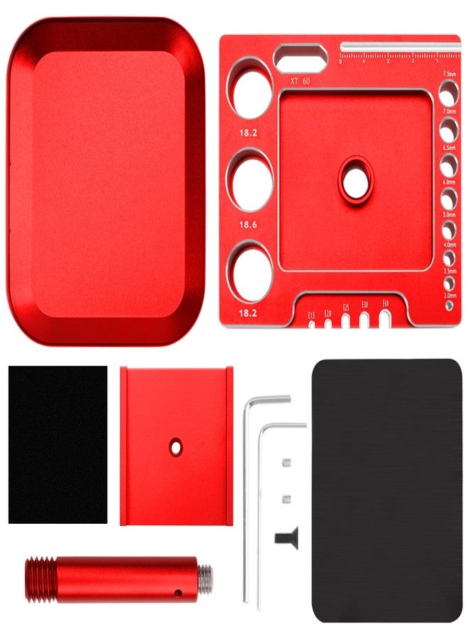 Vgoohobby RC Car Work Stand 360 Degree Rotation Repair Workstation Stand Kit Compatible with Traxxas TRX4M Axial SCX24 FMS FCX24 Wltoys 1/18 1/24 Scale RC Car (Red) - Image 2