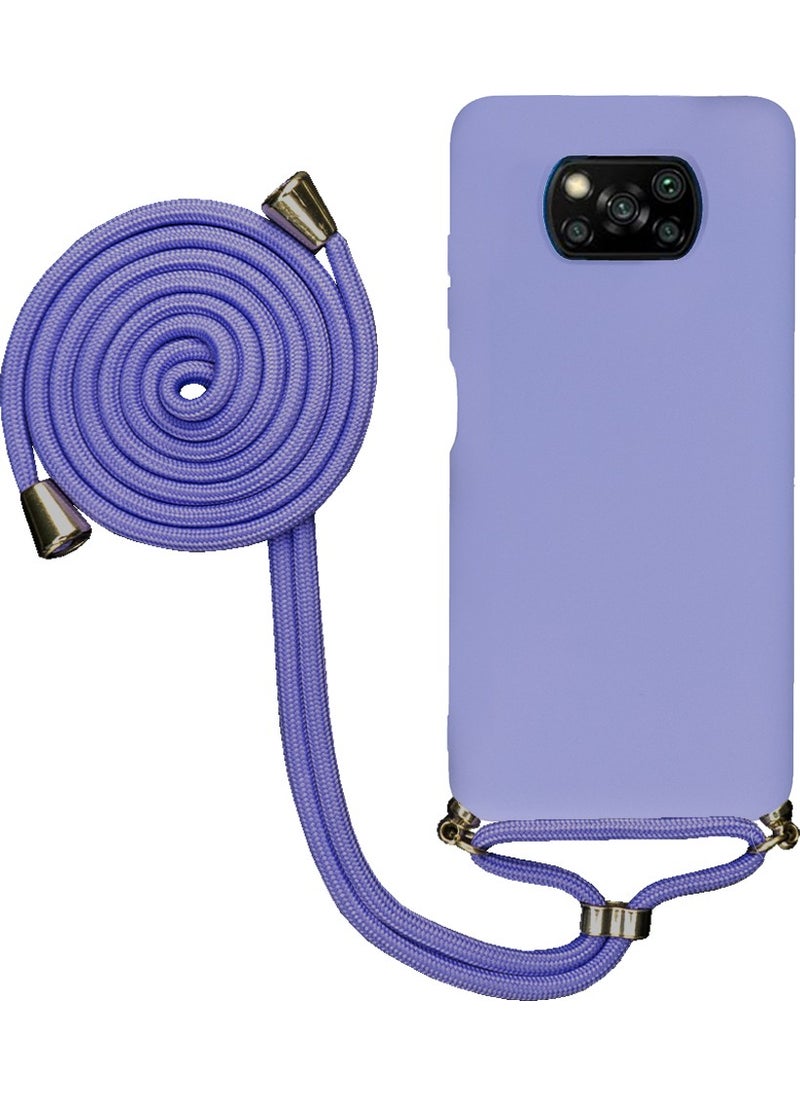 TahTicMer Xiaomi Poco X3 Pro Compatible Case Silicone Neck Strap Rope Launch Cover Colorful Tpu 