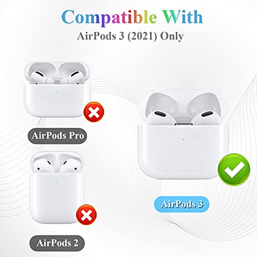 Geekboy Soft TPU Case Cover Compatible for AirPods 3 (2021) with Keychain Portable Shockproof and Dustproof See-Through Protective Cover, Front LED Visible, AirPods 3 Accessories - Clear - Image 2