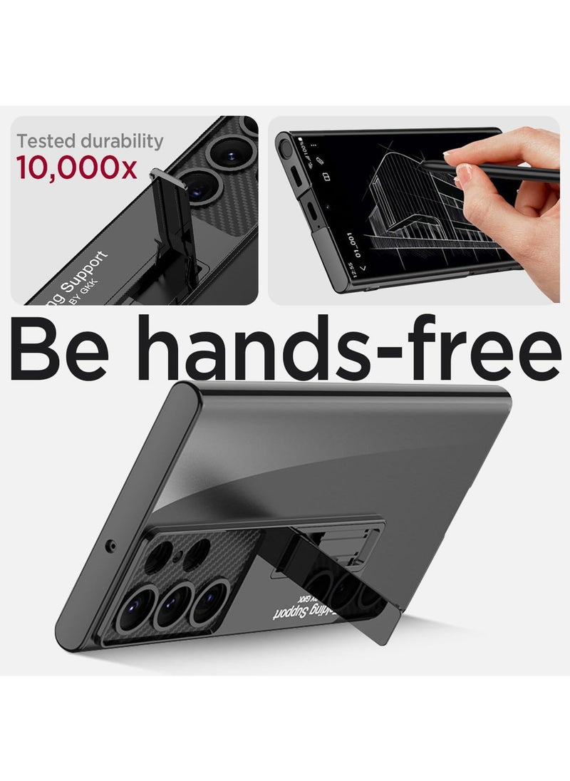 Aookay Slim Case for Samsung Galaxy S25 Ultra Case with Kickstand, Raised Full Camera Protector Hard PC Clear Anti-Yellow Thin Anti-Scratch Shockproof Phone Case for S25 Ultra Case Stand (Clear)  - Image 3