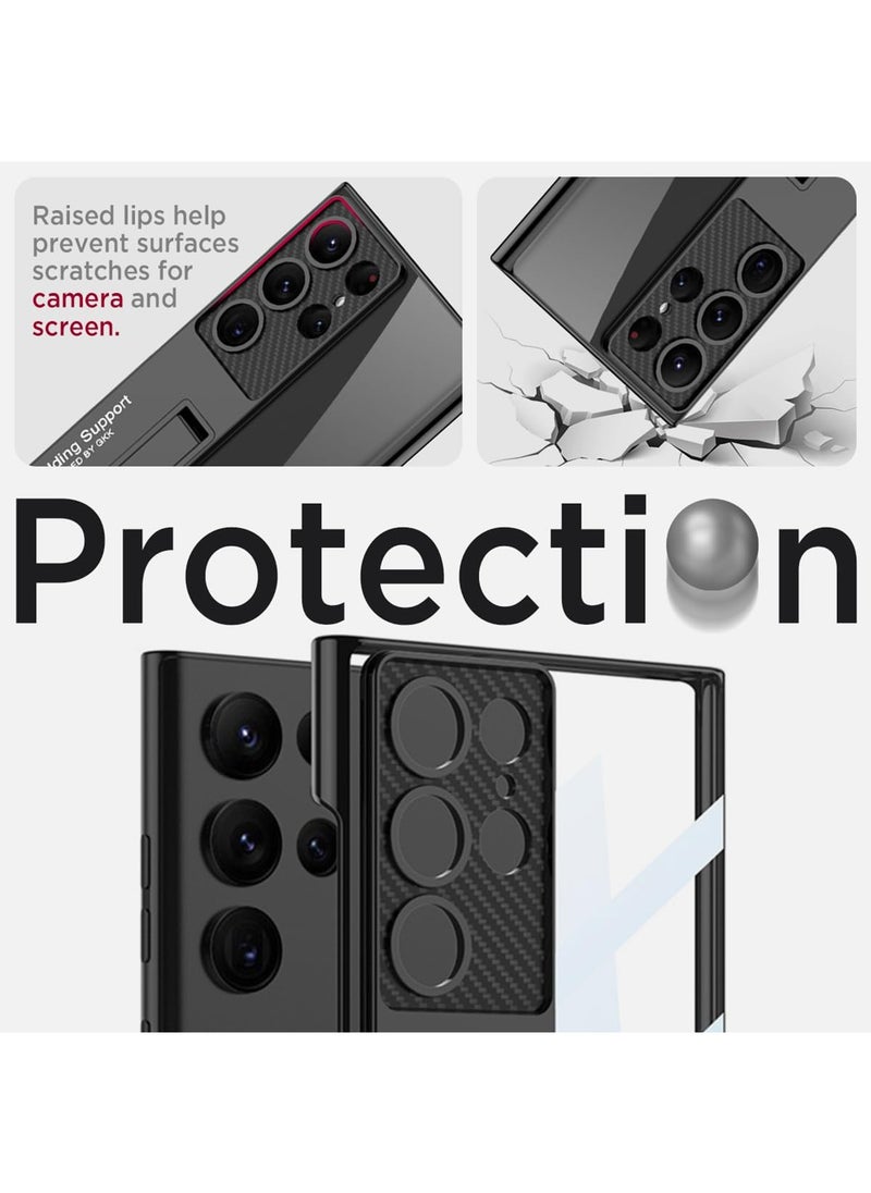 Aookay - Slim Case for Samsung Galaxy S25 Ultra Case with Kickstand, Raised Full Camera Protector Hard PC Clear Anti-Yellow Thin Anti-Scratch Shockproof Phone Case for S25 Ultra Case Stand (Clear) - Image 1