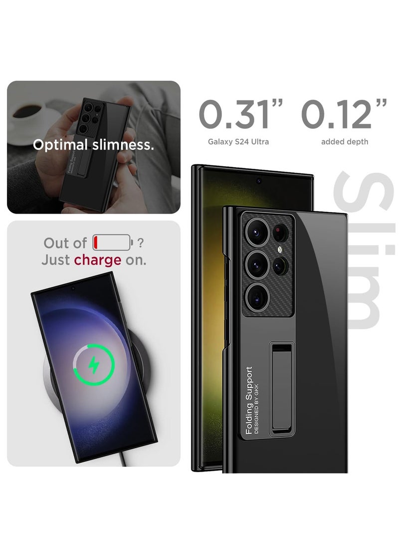 Aookay - Slim Case for Samsung Galaxy S25 Ultra Case with Kickstand, Raised Full Camera Protector Hard PC Clear Anti-Yellow Thin Anti-Scratch Shockproof Phone Case for S25 Ultra Case Stand (Clear) - Image 1