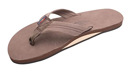 Rainbow Sandals Men's Premier Leather Single Layer with Arch Wide Strap, Expresso, Men's Large / 9.5-10.5 D(M) - Image 1