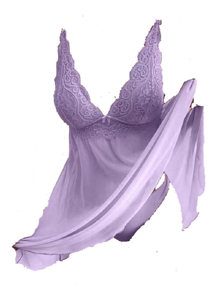 Women Transparent Lace  Suspenders Cotton Lingerie Pajama Underwear Dress 