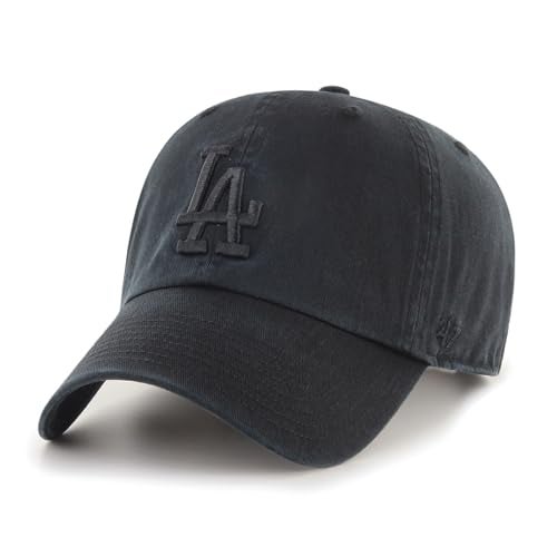 47 Brand Los Angeles LA Dodgers Clean Up Hat Cap Adjustable (All Black) - Image 1