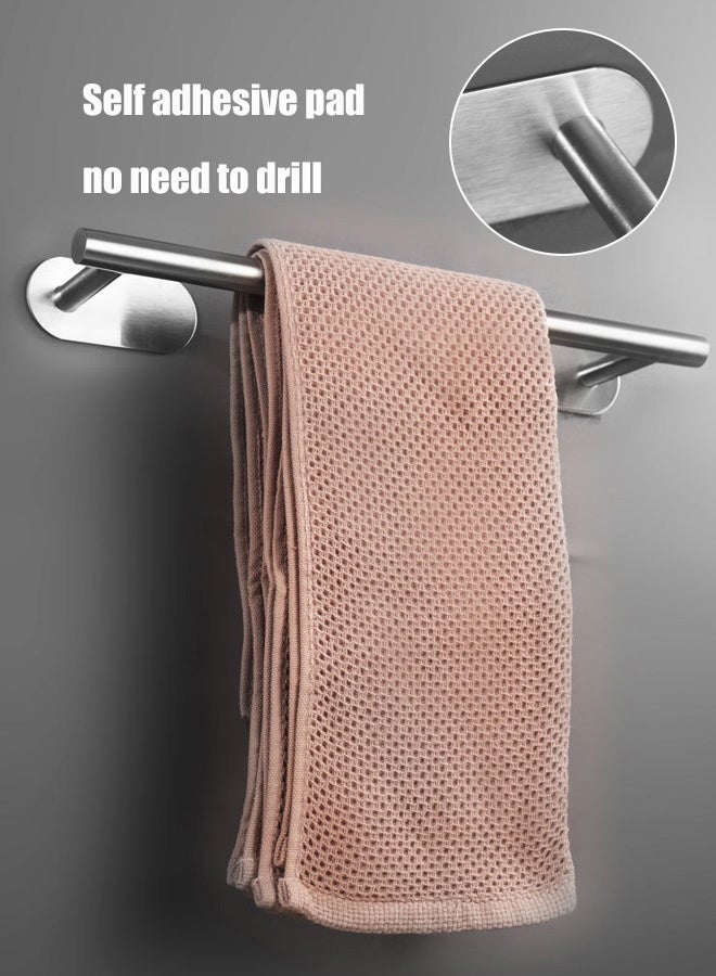 Hanayo 4 Pcs Bathroom Towel Rack Hardware Stainless Steel Wall Mounted Towel Bar Set Including Towel Bar Adhesive Toilet Paper Holder Towel Ring Hooks for Bathroom(Silver) - Image 4