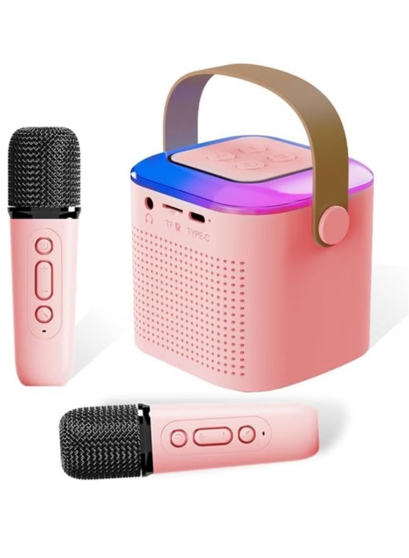 ELTRAZONE Portable Karaoke Machine with Dual Wireless Microphones – Bluetooth Speaker with LED Lights, Mini Karaoke System for Kids and Adults, Supports TF Card, AUX Input, and USB Playback, Perfect for Home, Outdoor Events, and Birthday Party Entertainment – Assorted Colors - Image 2