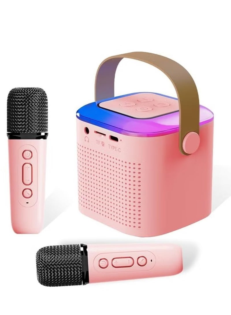 ELTRAZONE Portable Karaoke Machine with Dual Wireless Microphones – Bluetooth Speaker with LED Lights, Mini Karaoke System for Kids and Adults, Supports TF Card, AUX Input, and USB Playback, Perfect for Home, Outdoor Events, and Birthday Party Entertainment – Assorted Colors - Image 4